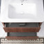 30 po W Meuble-lavabo mural simple en noyer foncé avec lavabo en céramique blanche