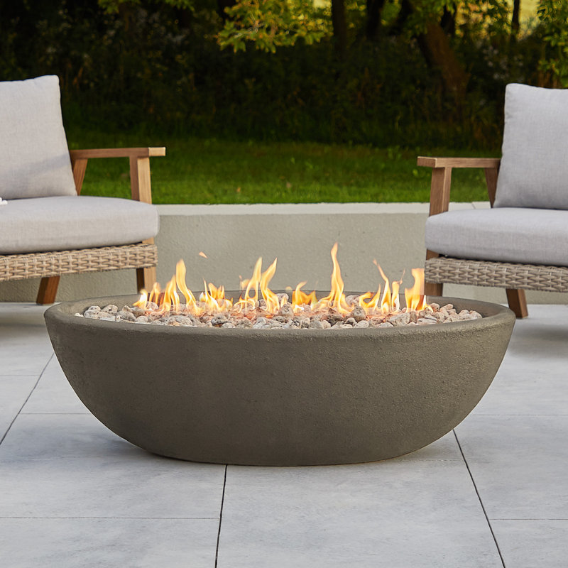 Bol de feu au propane ovale Riverside par Real Flame, Gris glacé, H 15,25 po x l 48,25 po x P 28,25 po