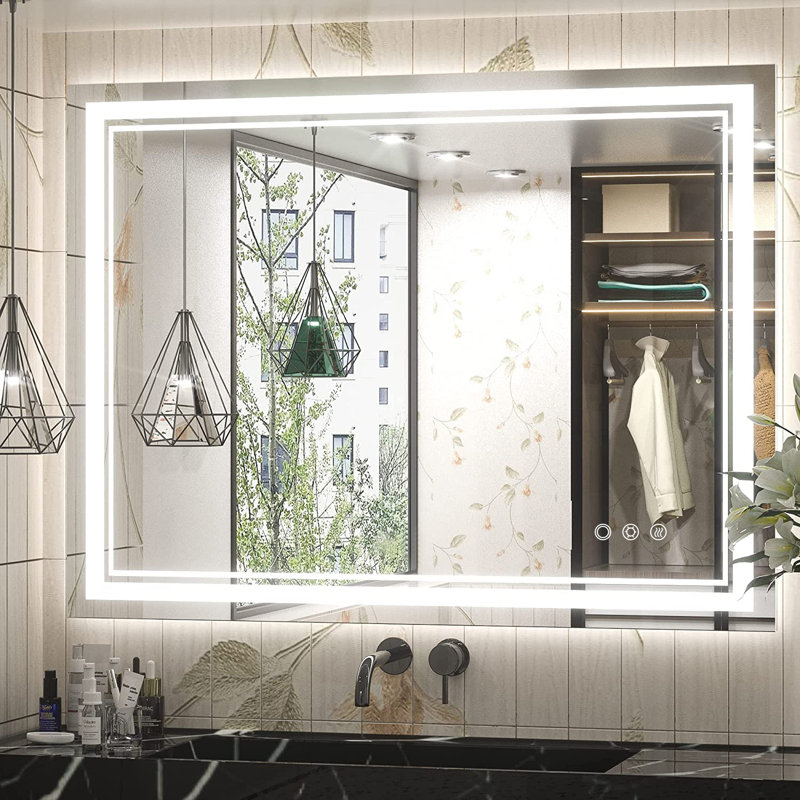 Atherton LED ETL Certified Frameless Anti-Fog Dimmable 3-colors Wall Mounted Modern Vanity Mirror For Bathroom 
