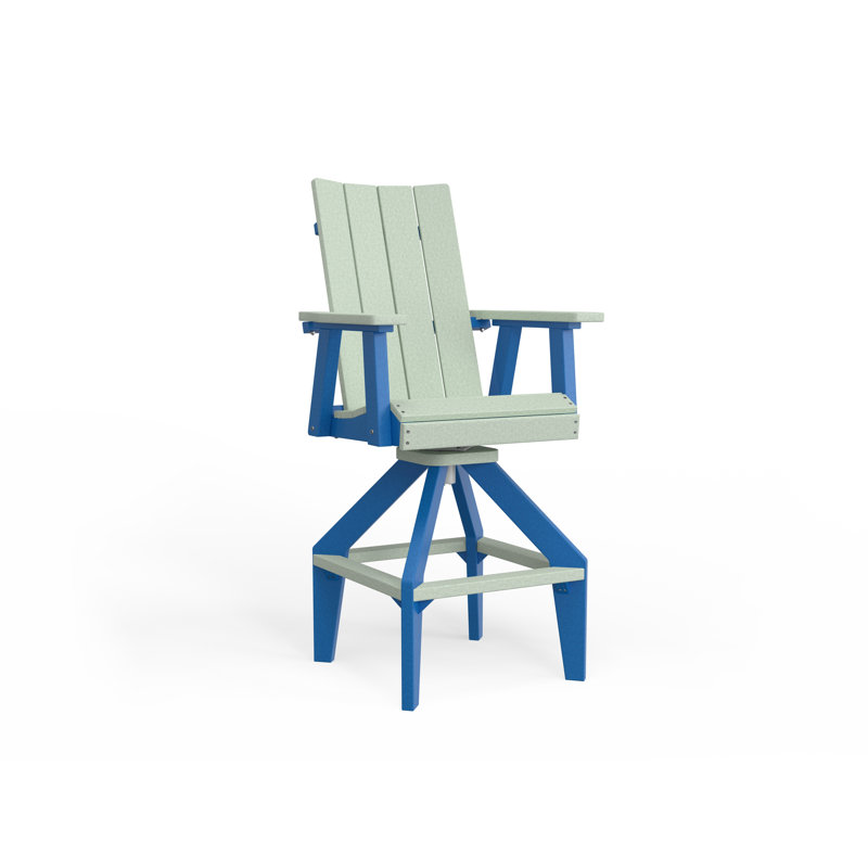 SOL Outdoor Bar Stool, Pacific Blue, White