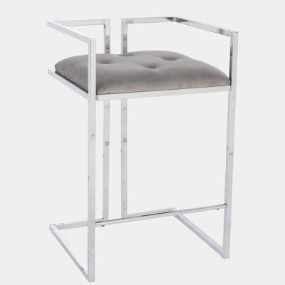 Harvey Velvet Stool Chrome