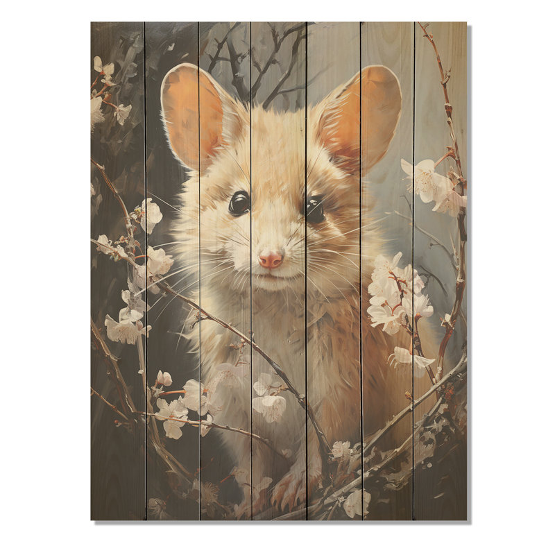 Curious Meadow Mouse - Rongeur sur bois, H 20 po x l 10 po