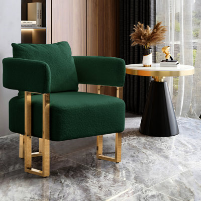 Fauteuil rembourré en métal polaire 2 pièces, idéal pour le vestiaire, le bureau et le salon, coussin simple de haute qualité, chaise d'appoint décorative avec pieds carrés dorés luxueux, convient
