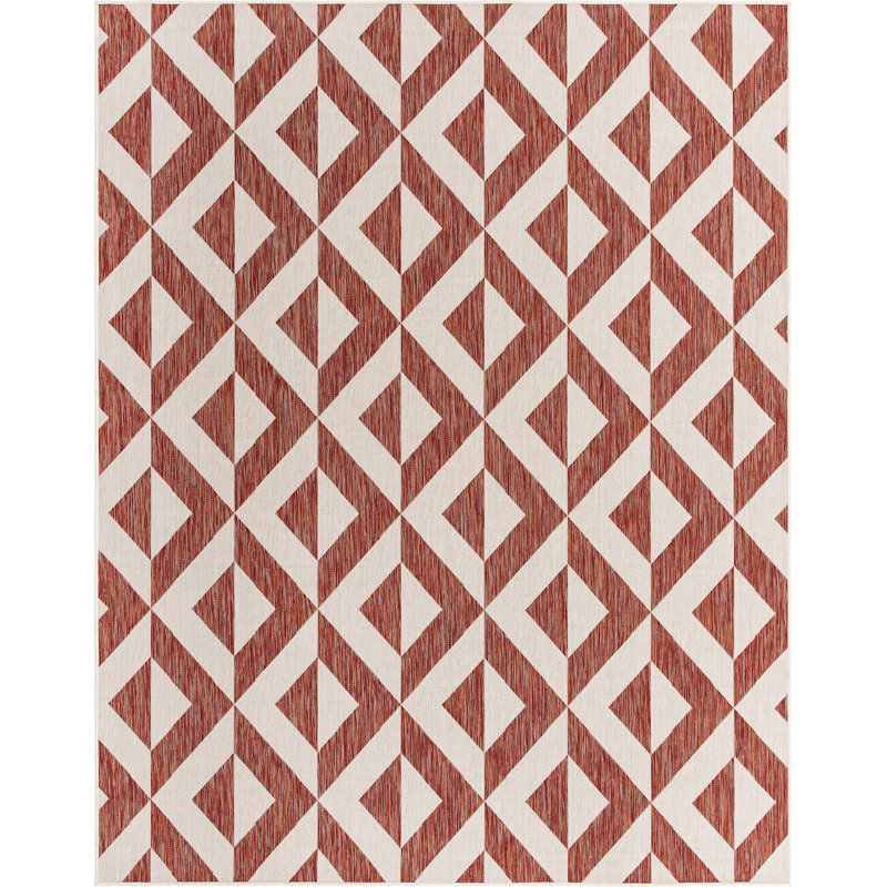 Outdoor Destiny Area Rug Wine Color, Rectangle 7'10" x 10'