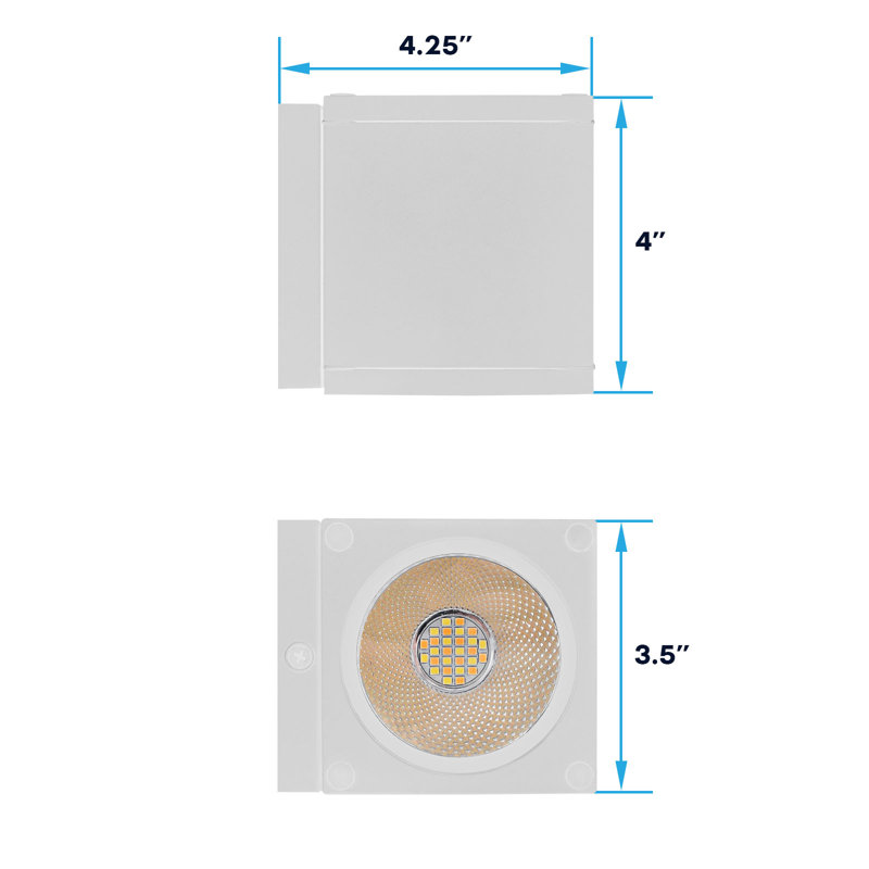 Applique murale à DEL 3 pouces Luxrite 3CCT 3000K / 4000K / 5000K, 18W, 1800 lumens, IP65 imperméable, aluminium antirouille, étanche à l'humidité, lot de 2 ETL