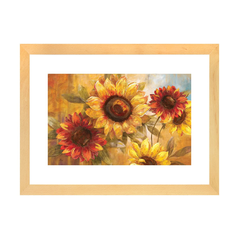 Tournesol «Cheer» par Nan - impression, H 16 po x l 24 po x P 1 po, Encadré naturel