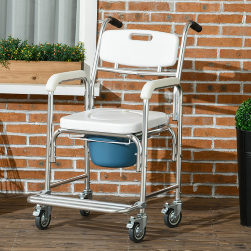 Fauteuil roulant de douche avec siège rembourré HOMcom, 330 lb, blanc