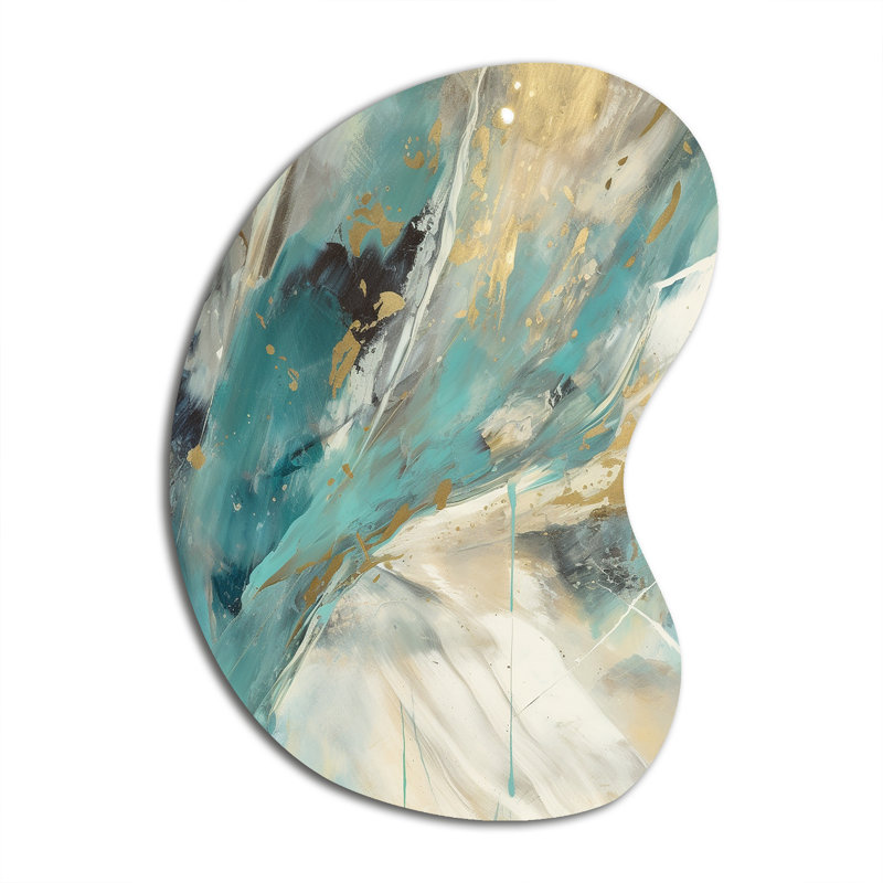 Turquoise Serendipity, peinture abstraite II - forme de flèche abstraite - art mural asymétrique en métal, H 31 po x l 22 po