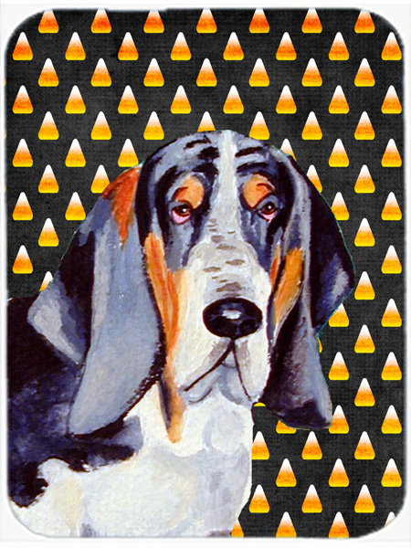 Caroline's Treasures Halloween Candy Corn Basset Hound Portrait Glass Cutting Board