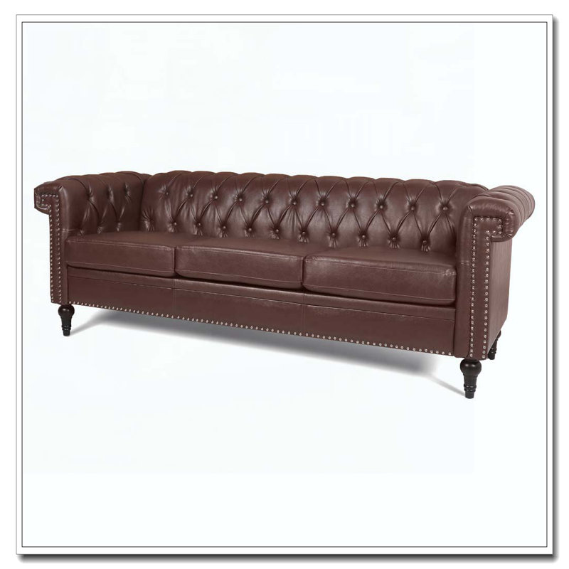 83.66 Inch Width Traditional Square Arm Sofa