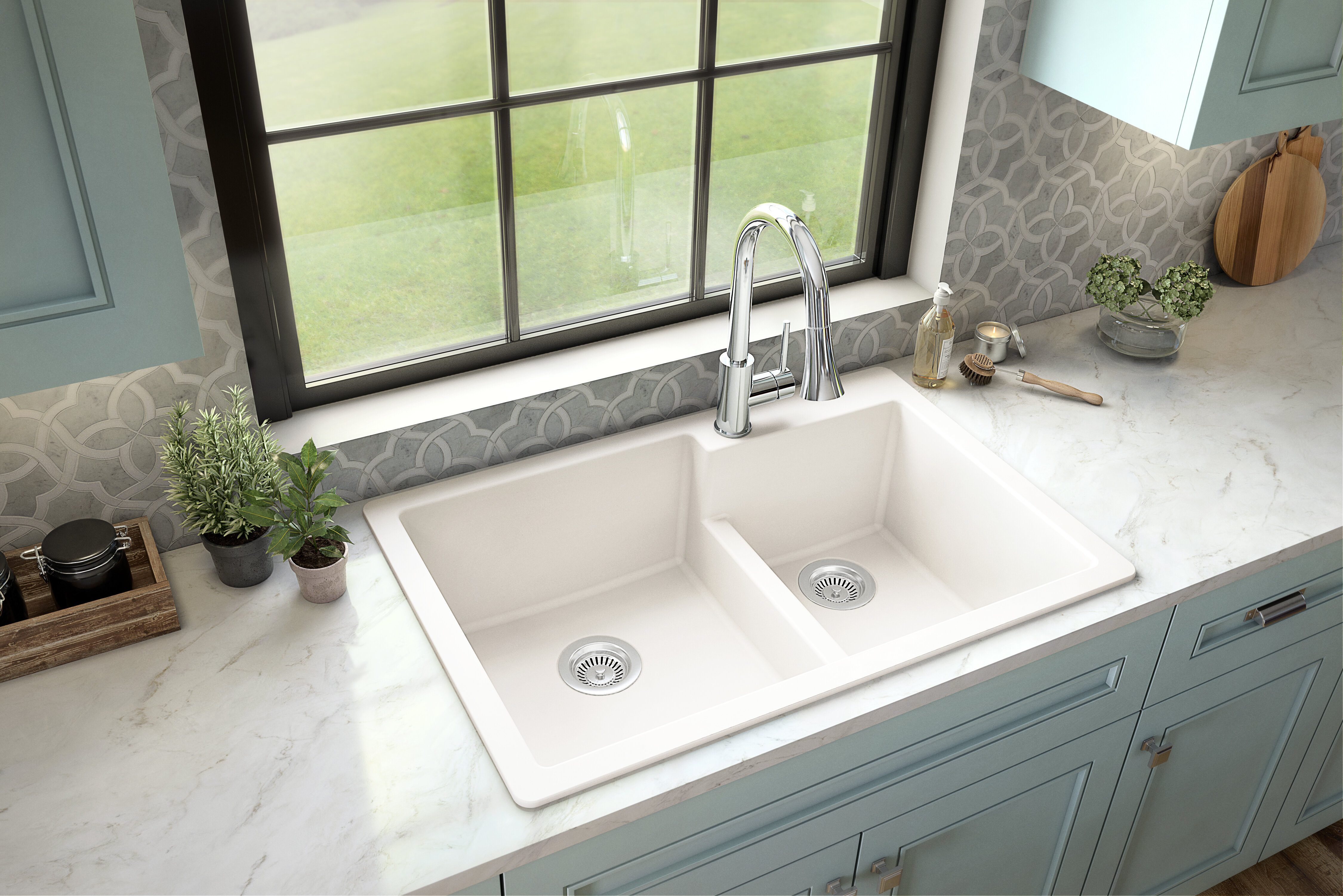 Karran Undermount Quartz best Double Bowl Kitchen Sink