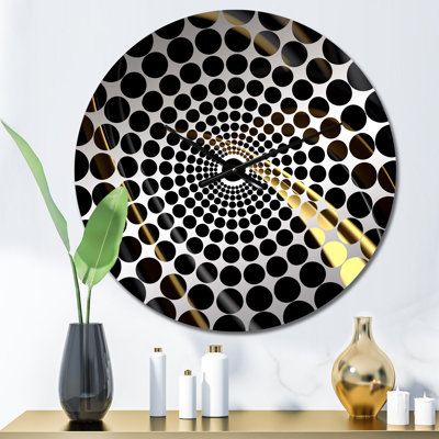 Gold And Black Surreal Tides II - Fractals Wall Clock