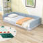 Lit plateforme tapissier avec design Montessori et garde-corps rembourrés en molleton-116111123-116111125
