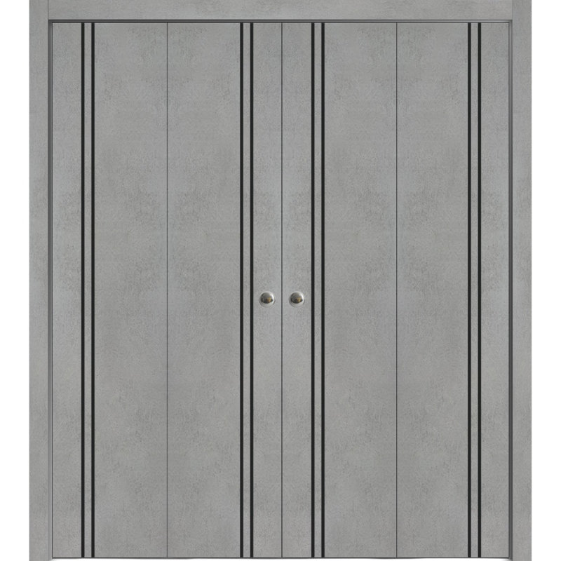 Porte pliante en bois massif massif, 96 po x 96 po, Béton