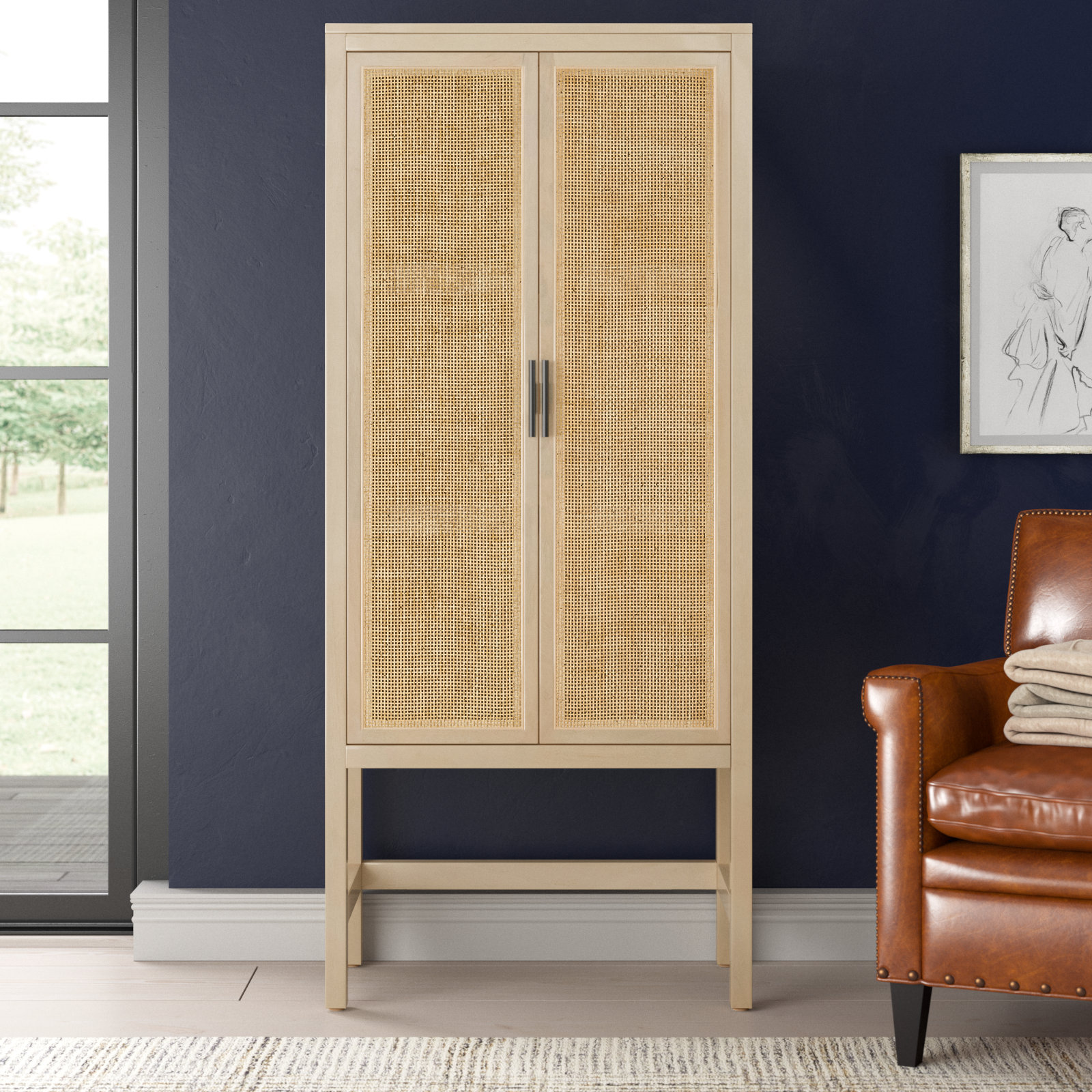 Boudreau Solid Wood Storage Cabinet, Natural Mango