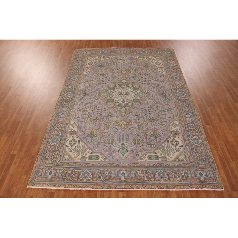 Tapis traditionnel en laine mauve clair 8 x 11