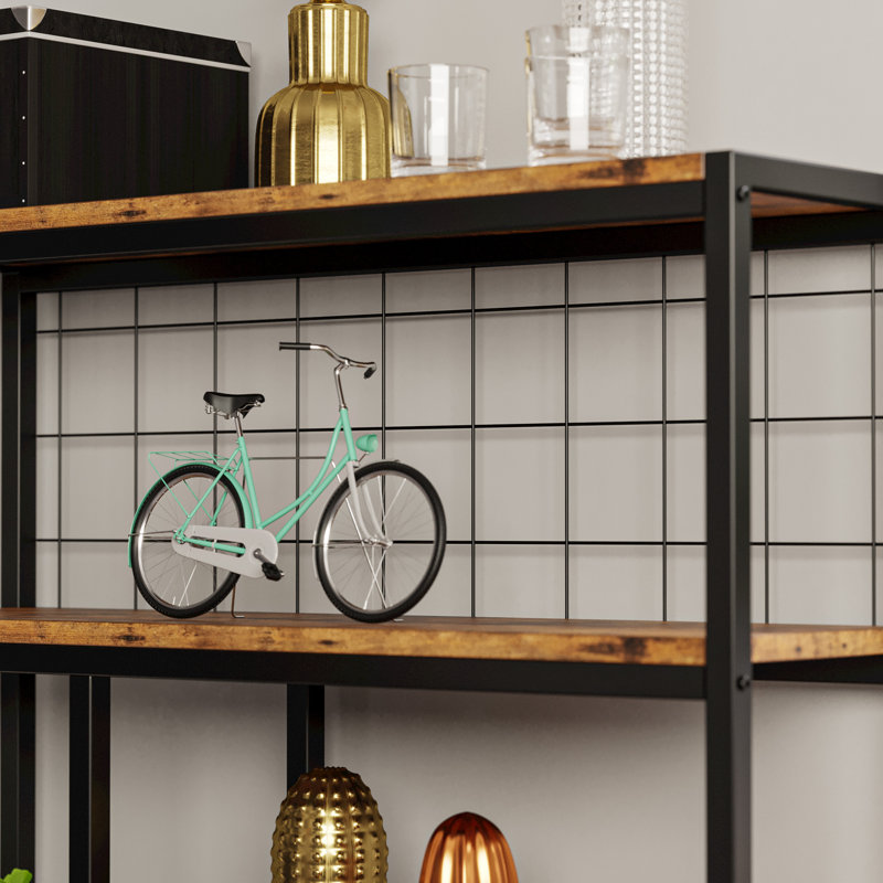 Suva Bookshelves And Bookcases 6-shelf Etagere Bookcase, Industrial Open Display Shelves Geometric Bookcase With Sturdy Metal Frame