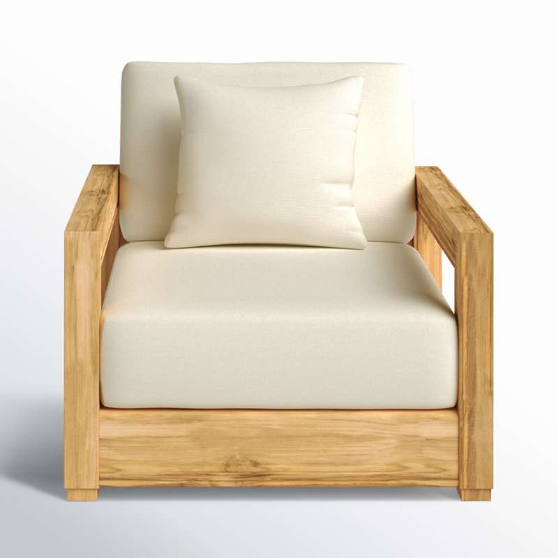 Montford Teak Patio Chair with Cushions, Beige