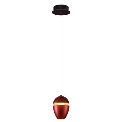 Cassen Elegant Brown Chandelier with Opal Glass Cap, 4.7 in Diameter x 47.2 in Height | Durable Metal Body, 12W LED Socket, 1200 Lm, 3000K Warm Light | Perfect for Living Room, Dining Room & Entryway Decor