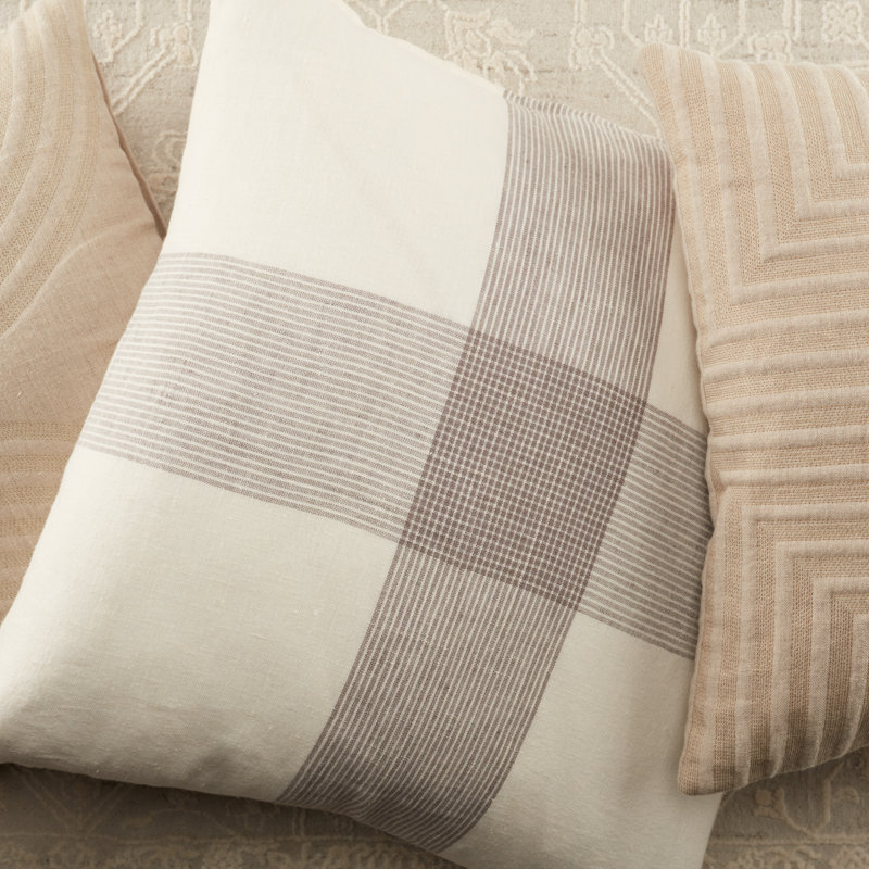 Tibbs Plaid Linen Pillow Cover, Polyester/Polyfill
