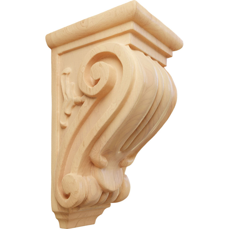 3 1/2"W x 4"D x 7"H Small Classical Corbel, Red Oak, 3.5-in. W x 4-in. D x 7-in. H, Red Oak
