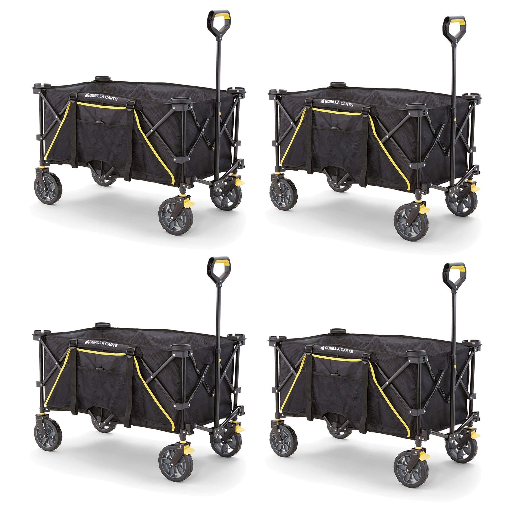 Gorilla Carts 7 Cu Ft Collapsible Utility Wagon,Oversize Bed, Black (4 ...