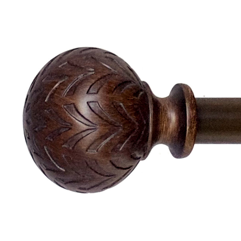 Tringle à rideaux simple réglable en métal Damarys, Noyer, H 2 po x l 128 po x P 4 po