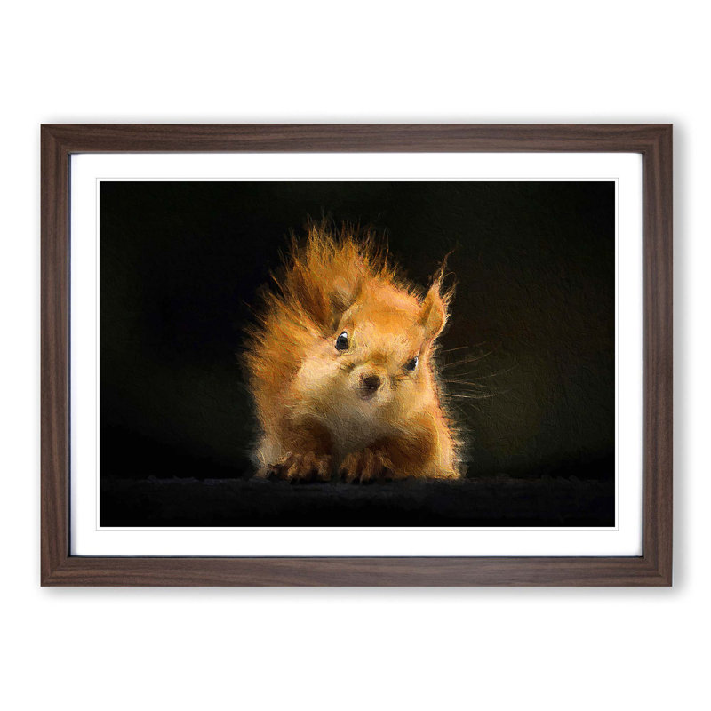 Red Squirrel - Picture Frame Painting Print, Walnut Framed, 27cm H x 36cm W x 2cm D