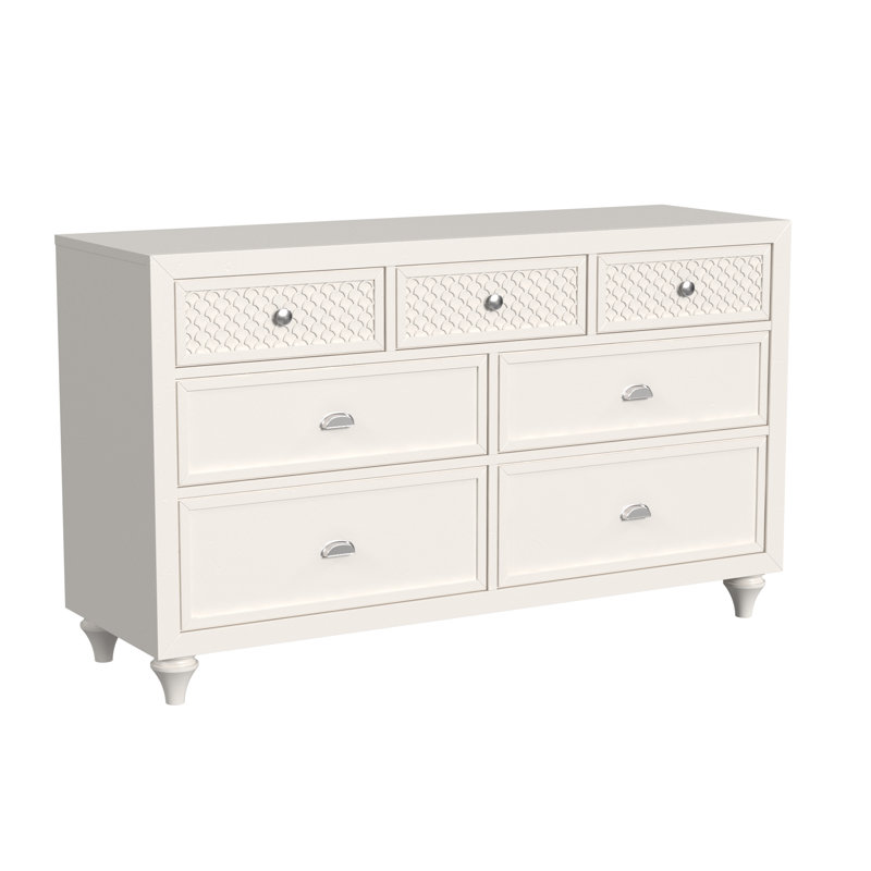 Commode standard 7 tiroirs Amanda, Crème
