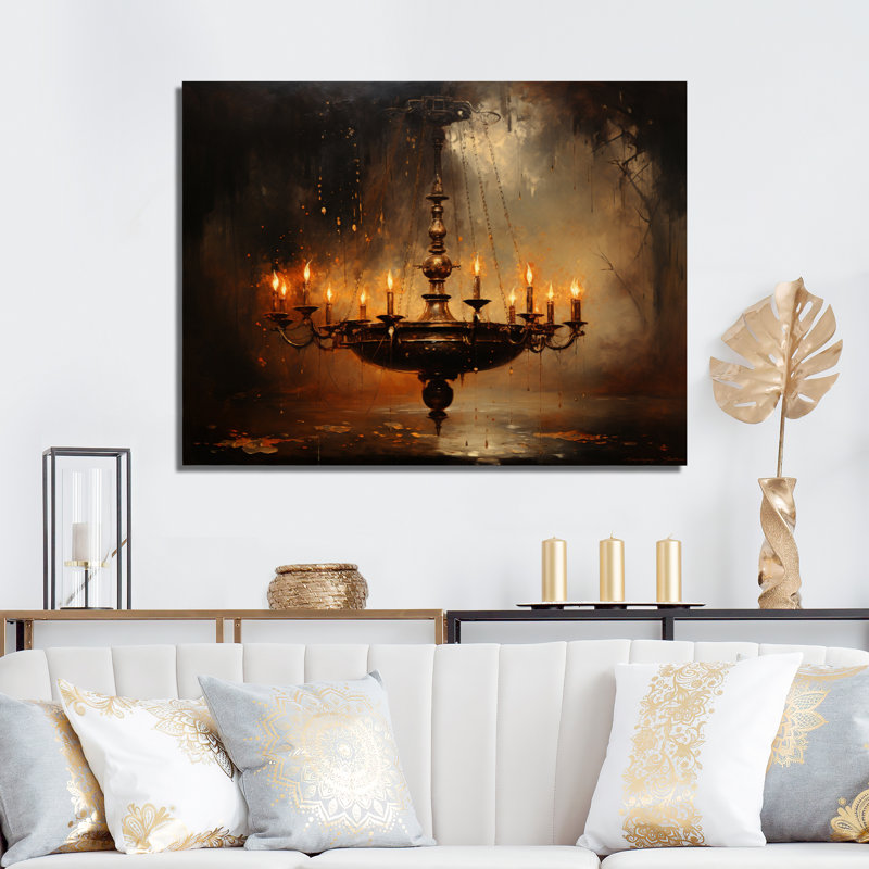 Lustre contrastant pointillisme - reproduction sur toile, H 12 po x l 20 po x P 1 po, Toile tendue