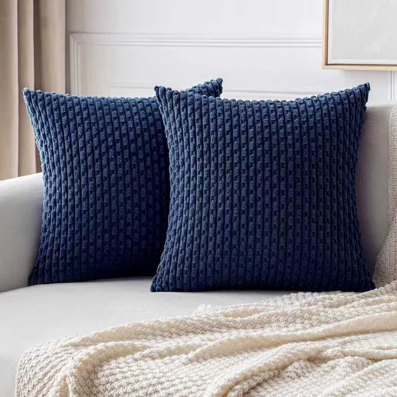 Cozy Throw Pillow Cover 2pcs, Square 18", Navy