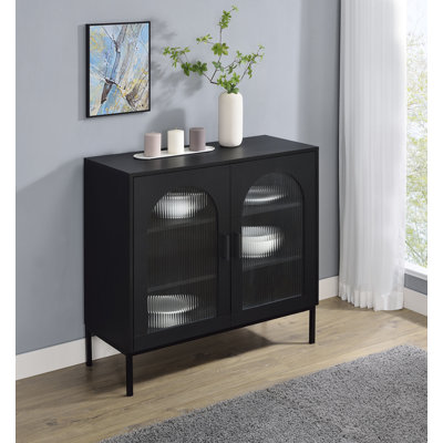 Armoire décorative en verre cannelé à 2 portes Jess