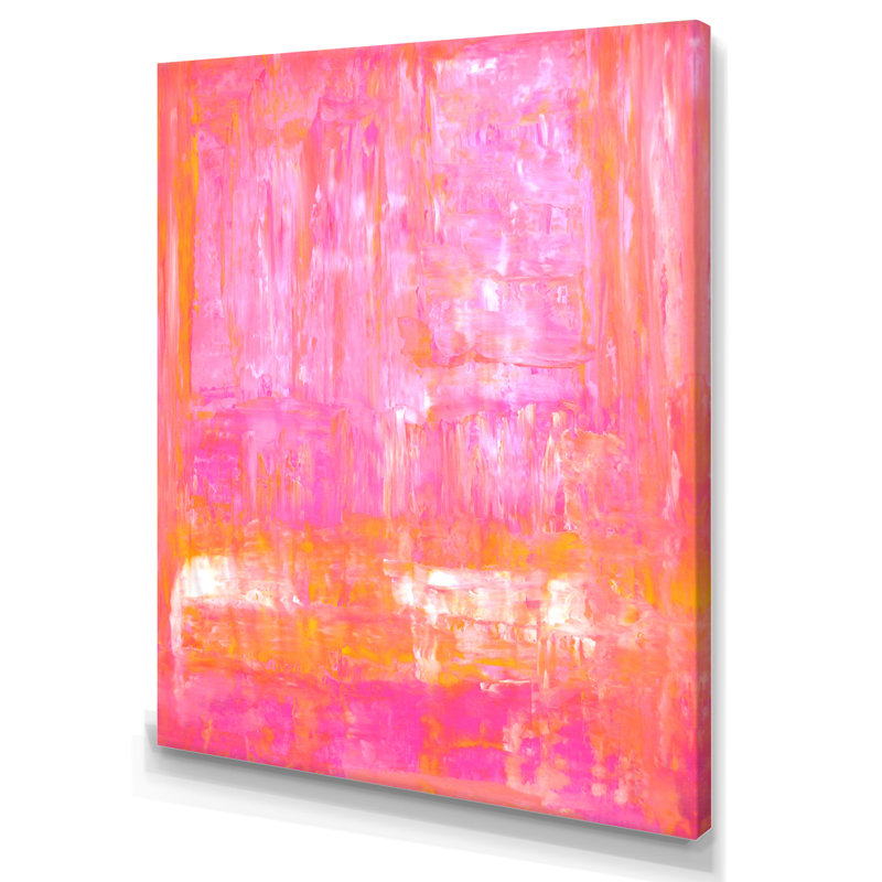 Bobetta " Pink And Orange Abstract Art V ", 20" H x 12" W, Wrapped Canvas, No Frame