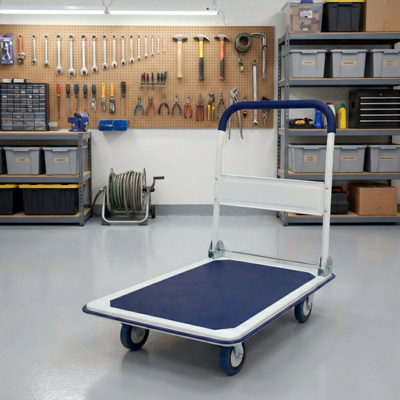 330 lb & 660 lb Capacity Foldable Platform Cart, 34.3" H x 24" W x 35.8" D, Blue
