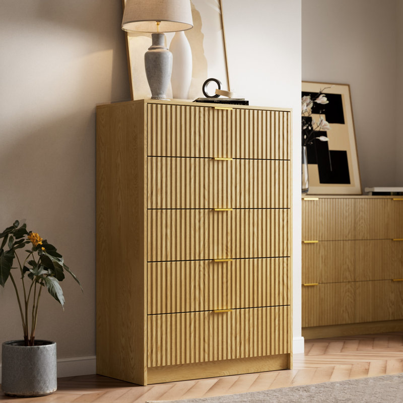 Commode 5 tiroirs 31,5 po, Brun