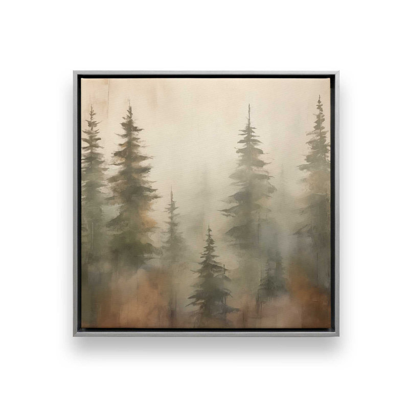 «Foggy Warm Forest II», reproduction sur toile, H 32,75 po x l 32,75 po x P 1,75 po, Encadrement argenté, 1