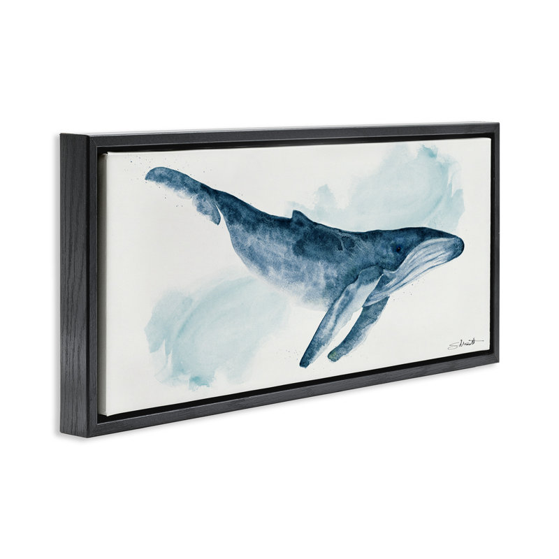Baleine à  nautique, H 11 po x l 25 po, Cadre flottant noir de jais