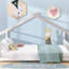 Lit double en bois pleine grandeur, blanc (-117249854-117249852