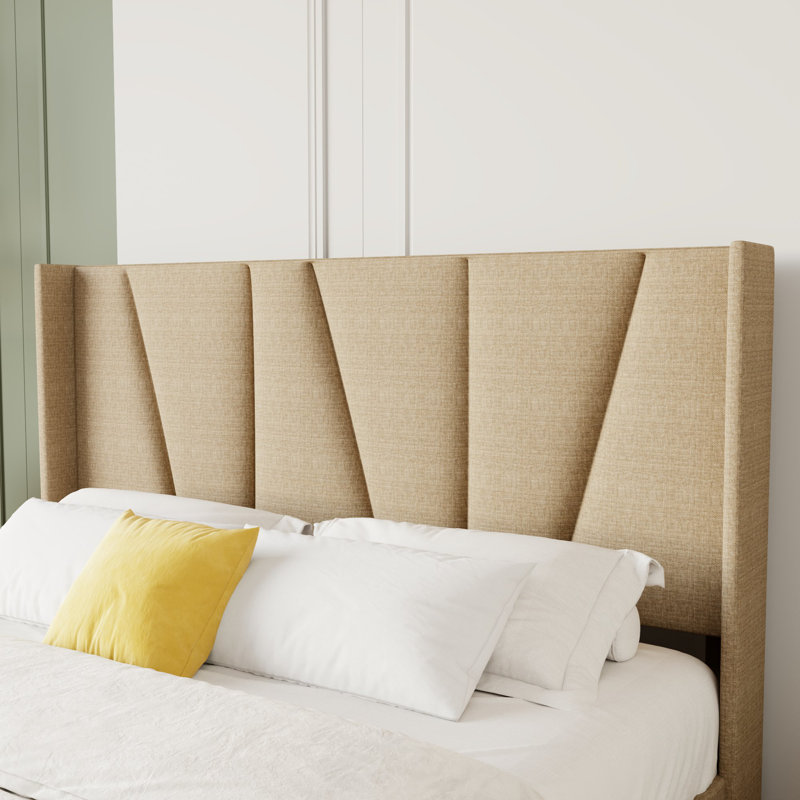Gyda Upholstered Platform Bed, Beige, Full