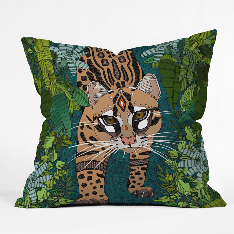 Coussin intérieur / extérieur Sharon Turner Ocelot Jungle, 16 po x 1 po