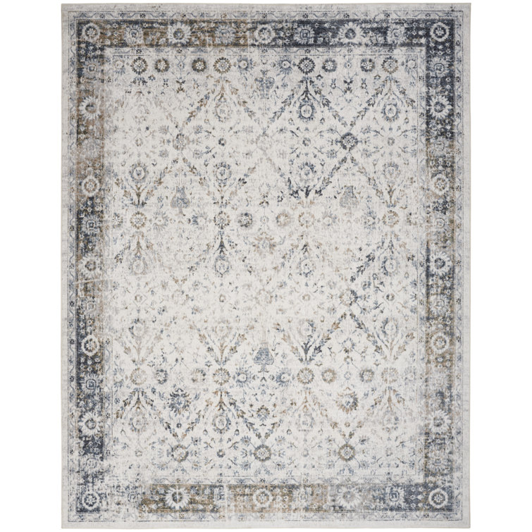 Nourison Astra Machine Washable Ivory Blue Vintage Indoor Rug