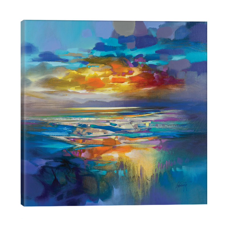 Liquid Cyan 1 Piece Wrapped Canvas Painting, 93.98 cm H x 93.98 cm W x 3.175 cm D