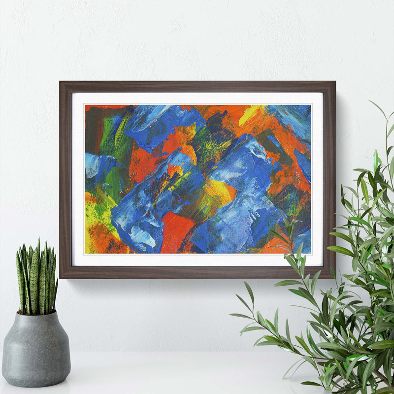 Abstract Art Painting Vol.130 by S.Johnson - Framed Print, 48cm H x 65cm W x 2cm D, Walnut Framed
