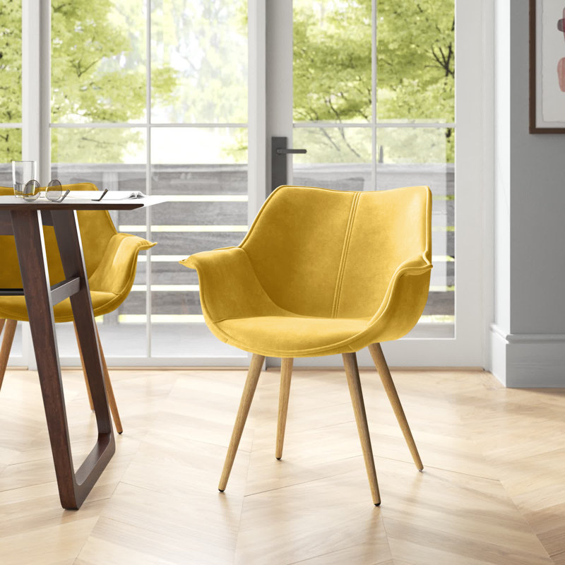 Chorlton 45cm H Velvet Upholstered Armchair, Yellow