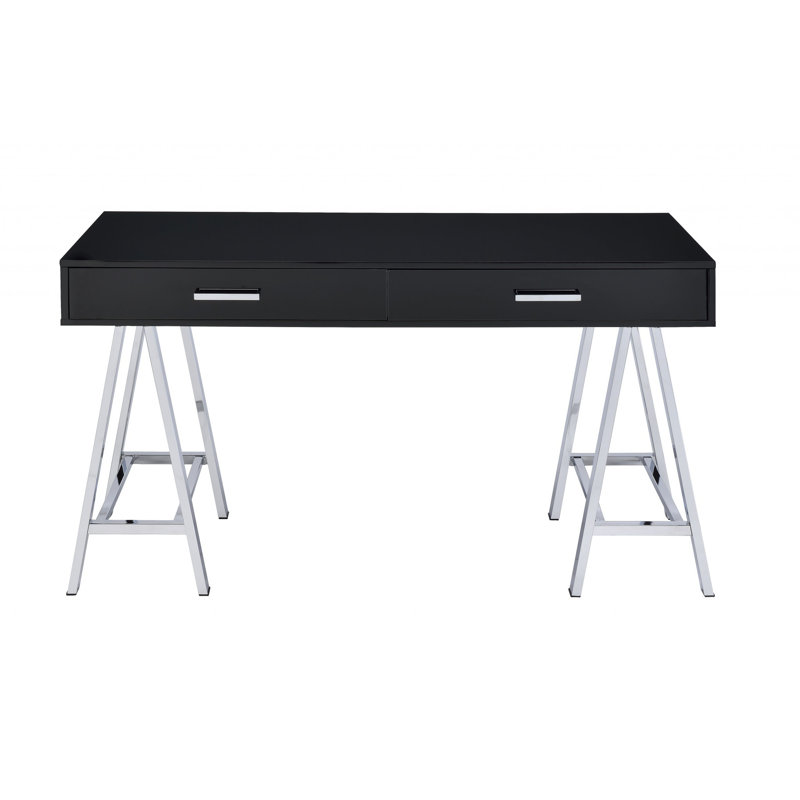 Bureau 54 po noir et argent avec deux tiroirs