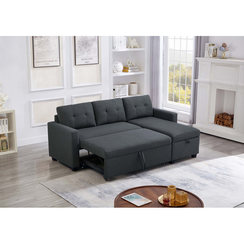 Canapé modulaire rembourré escamotable avec méridienne de rangement et fonction convertible, idéal pour une vie confortable et l'utilisation de l'espace