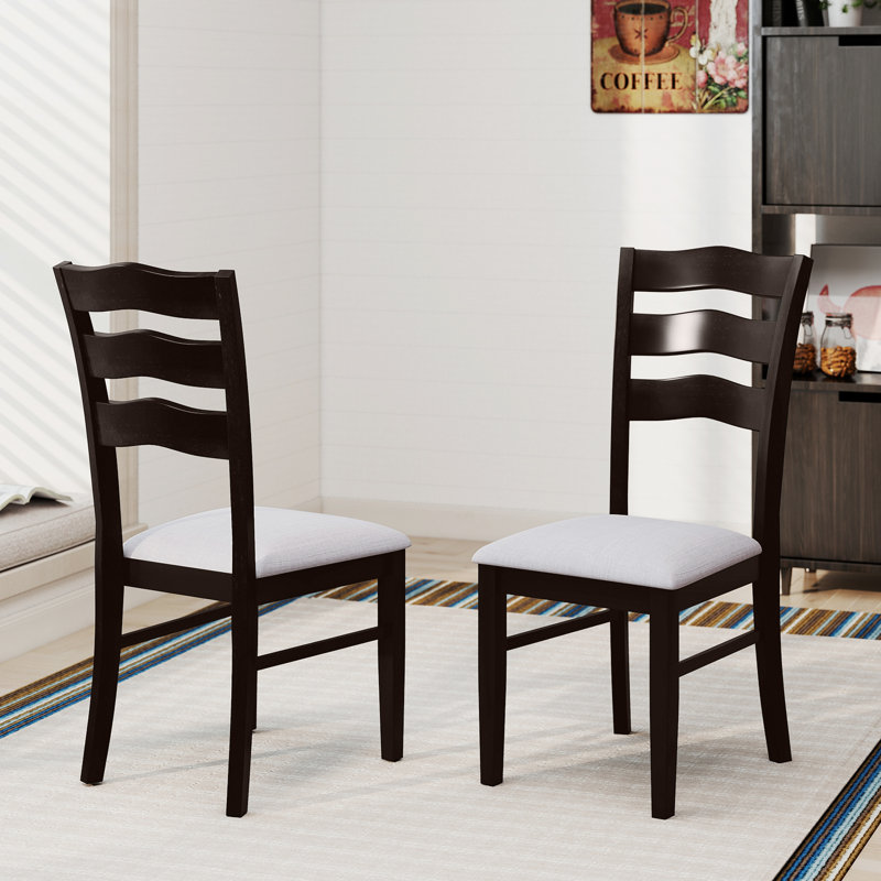  Ensemble de 2 chaises de salle à manger en bois d'hévéa avec dossier rembourré et sans accoudoirs, 2