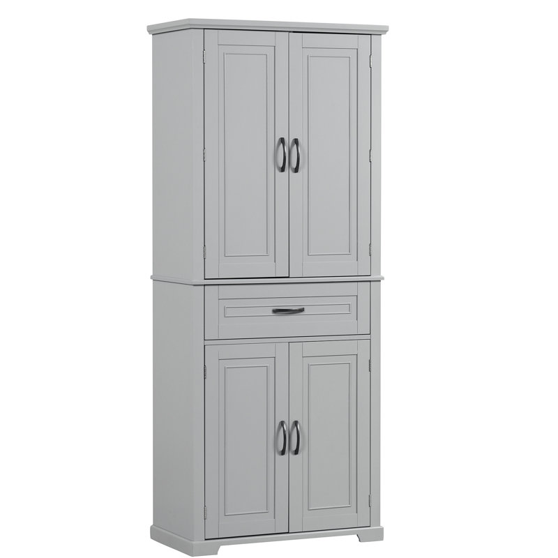 Grande armoire de rangement pour salle de bain avec portes et tiroir - Gris pour les besoins, Gris