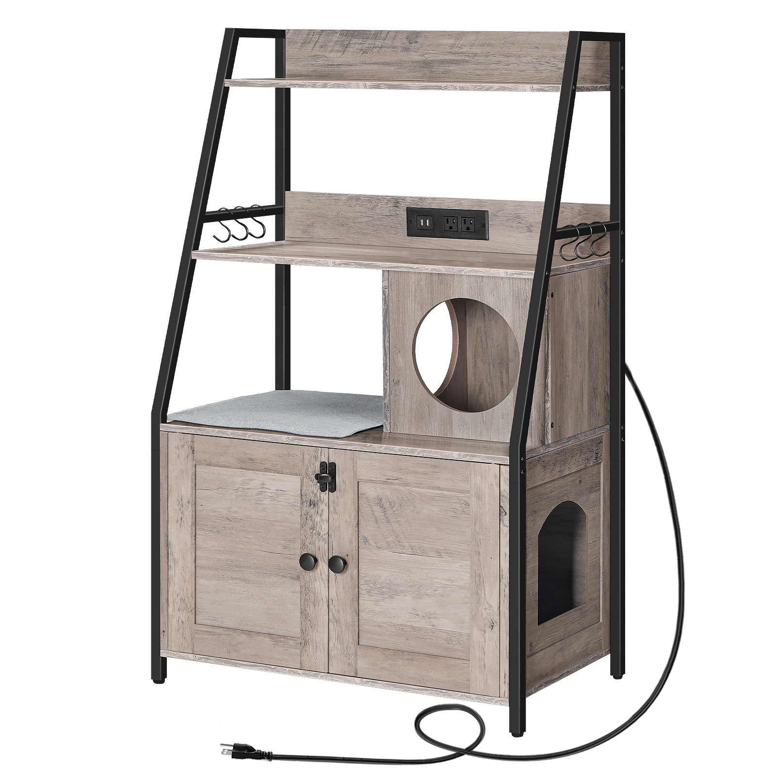 Tucker Murphy Pet™ Cat Litter Box Enclosure Furniture with 2 Storage Shelves and Hidden with