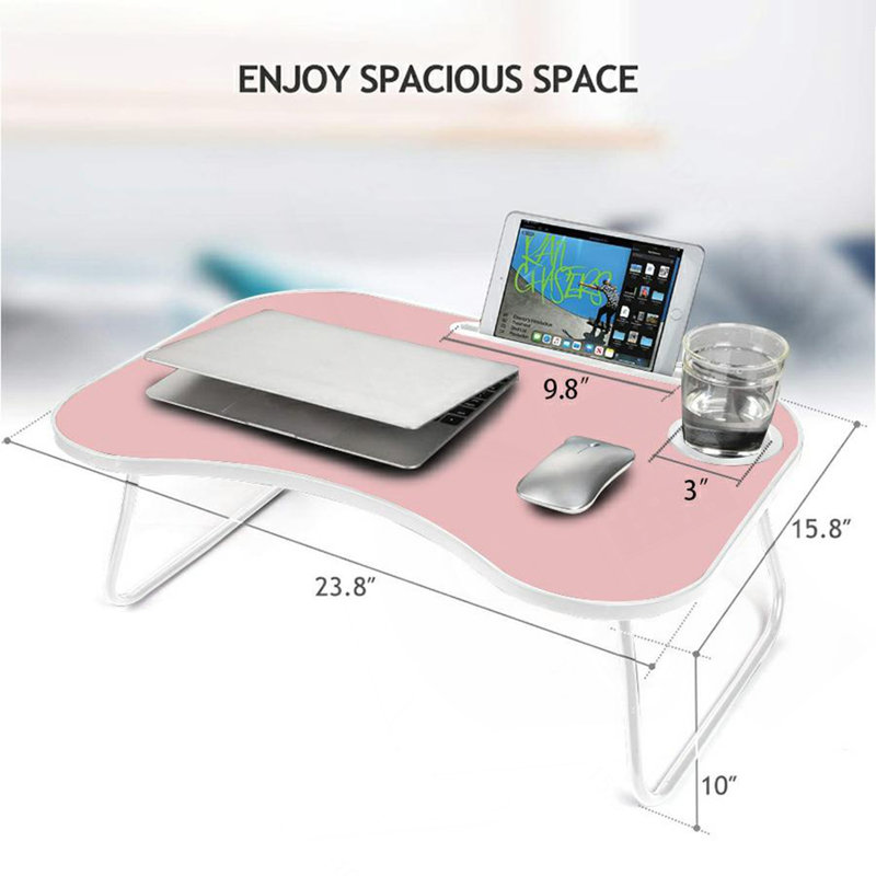 Laptop Stand for Bed(pink), 10" H x 23.8" W x 15.8" D, White